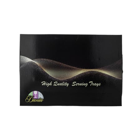 طقم صواني روشن معدن مستطيل مزخرف ذهبي 3 قطعة