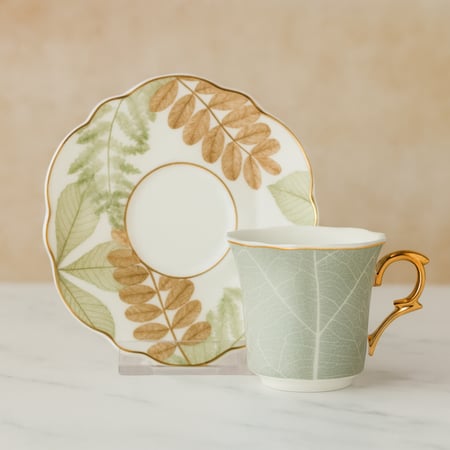 طقم فناجين قهوة تركي بورسلان فاخر اوراق الشجر تيفاني 6 اشخاص