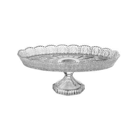 صحن تقديم الحلويات زجاج بيضاوي محجر بقاعدة