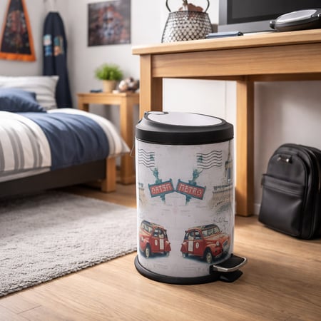 سلة مهملات ضفط معدن برسومات