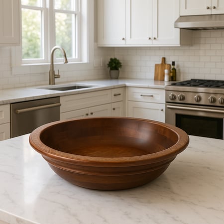 قدح تقديم خشب مدور فيتنامي للعصيد مقاس 42 سم