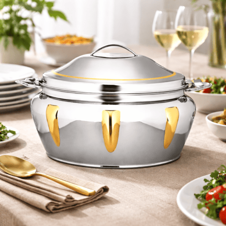 حافظة طعام السيف NAB استيل هندي بغطاء قفل فضي وذهبي 3.5 لتر