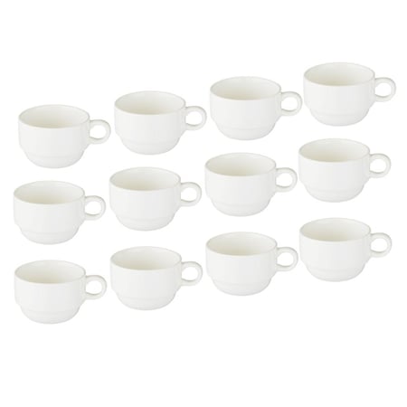 طقم اكواب كابتشينو بورسلان ابيض سادة 12 قطعة 100 مل