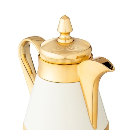 ترمس دلة ابيض وذهبي 0.35 لتر