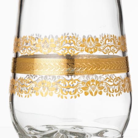 طقم كريستال تركي 76 قطعة مزخرف ذهبي