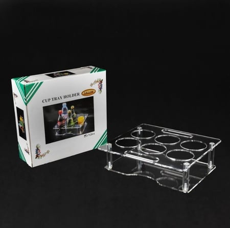 حمالة قوارير وكاسات 6 خانات أكريلك شفاف