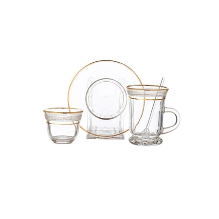 كاسات شاي وقهوة 48 قطعة مثلج ذهبي