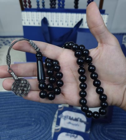 سبحة بكلايت اسود ملكي طربزونة فضة