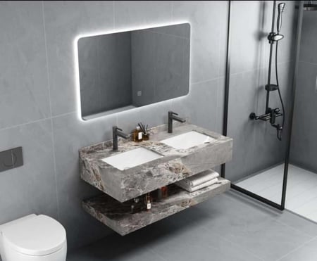 مغسلة ديكور حوضين 120سم رخام