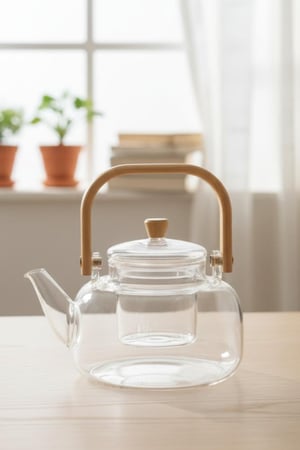 إبريق شاي زجاجي حراري بفلتر ويد خشبية – تصميم عصري أنيق – سعة 750 مل