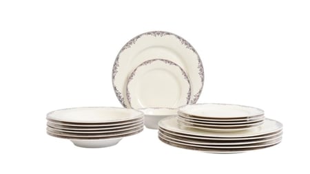 طقم سفرة بورسلان مزخرف بنقشة – 24 قطعة - مناسب 6 أفراد