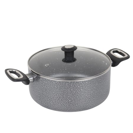 طقم قدور جرانيت غير لاصق 7 قطع لون رمادي