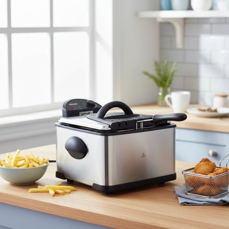 قلاية زيت كهربائية تيفال هوم ماستر، 2000 واط، 6لتر، تحكم في درجات الحرارة، HM-529 - فضي