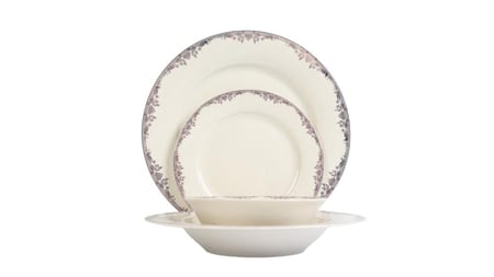 طقم سفرة بورسلان مزخرف بنقشة – 24 قطعة - مناسب 6 أفراد