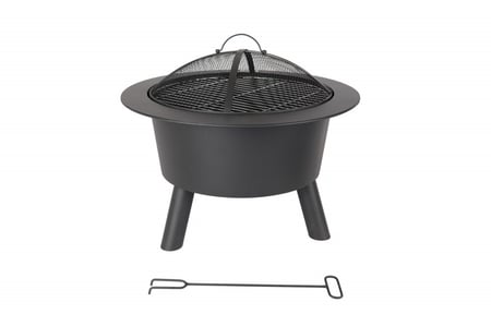 منقل تدفئة وشوي دائري بأرجل (اسود)