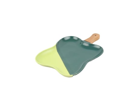 صحن تقديم-سيراميك بمقبض خشبي