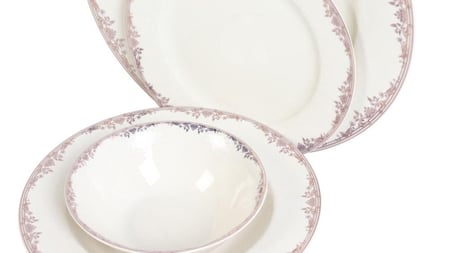 طقم سفرة بورسلان مزخرف بنقشة – 24 قطعة - مناسب 6 أفراد