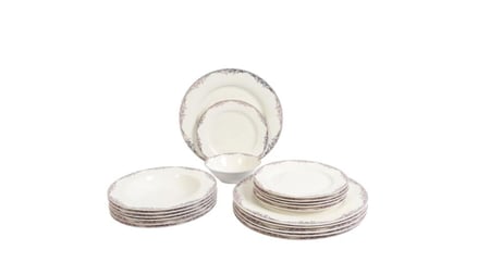 طقم سفرة بورسلان مزخرف بنقشة – 24 قطعة - مناسب 6 أفراد