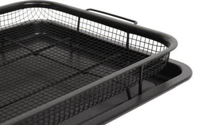 صينية تحمير  (كبير) مستطيل بشبكة لتصفية الزيت للفرن  لقلي البطاطس والدجاج