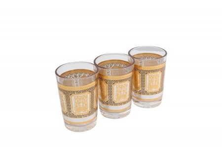 طقم كاسات شاي مغربي 3 قطع لون ذهبي