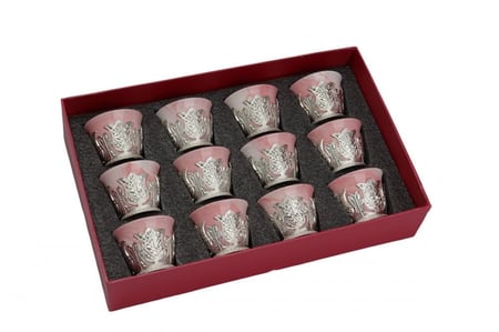 فناجين قهوة عربي سيراميك فضي12 حبة