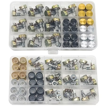 مجموعة مقاومات متغيرة (Potentiometer Kit) مع مقابض ألومنيوم