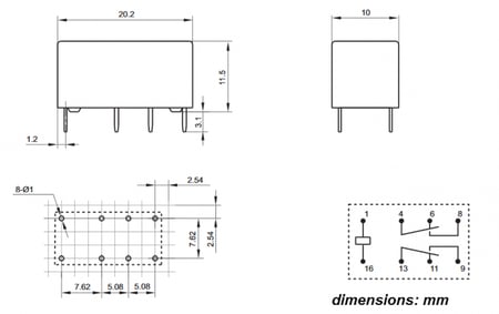 مرحل 12VDC DPDT 2A - جيم الالكترونيات - جدة
