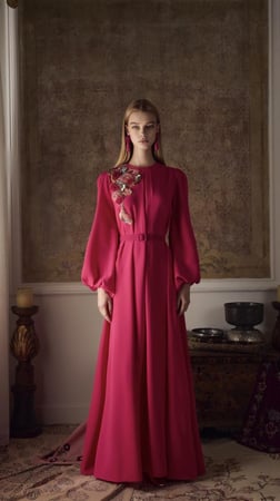 فستان عنابي غامق