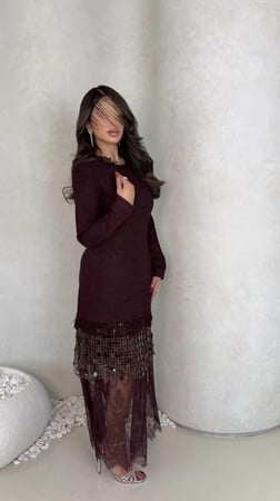 فستان برغندي دانتيل