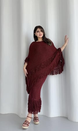 فستان لونا تشيك عنابي