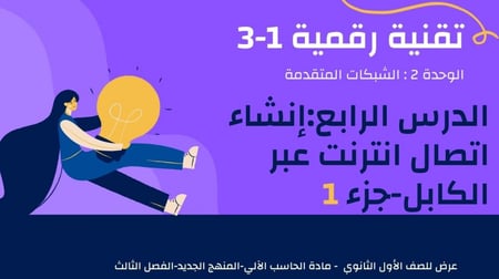 عرض تقنية رقمية 1-3 ثانوي-الدرس 4 إنشاء اتصال انترنت عبر الكابل- جزء1
