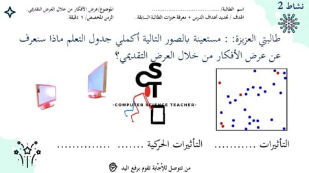 تأثيرات الوسائط المتعددة المتقدمة  الجزء 1-عرض مهارات رقمية للصف الأول المتوسط