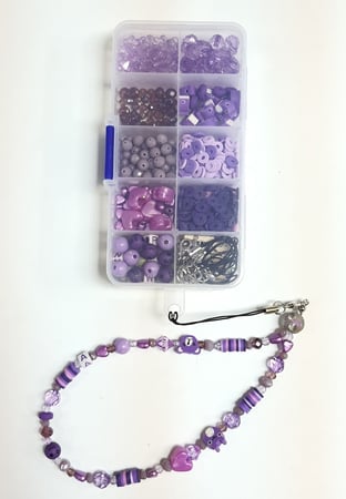 صندوق لصنع ٥ تعليقات جوال بنفسجي+تعليقة هدية