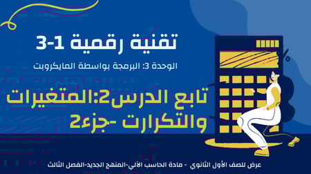 عرض تقنية رقمية 1-3 ثانوي-الوحدة 3- الدرس 2: المتغيرات والتكرارات-جزء2