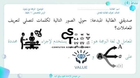 المعاملات في بايثون الجزء 1 -عرض مهارات رقمية للصف الأول المتوسط