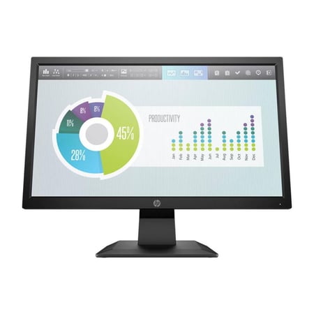 شاشة HP P204v مقاس 19.5 بوصة عالية الدقة + للأعمال (1600 × 900) 60 هرتز، وقت استجابة 5 مللي ثانية، شاشة مضادة للتوهج، TN مع لوحة إضاءة خلفية LED، منفذ عرض ملون 8 بت VGA HDMI أسود