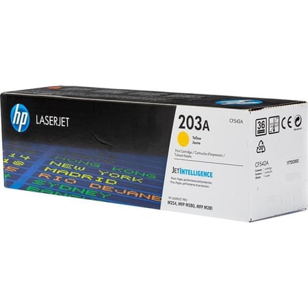 حبر اتش بي ليزر 203A أصفر أصلي لطابعات اتش بي ليزر ملونه - TONER HP 203A YELLOW CF542A