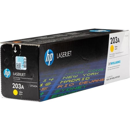 حبر اتش بي ليزر 203A أصفر أصلي لطابعات اتش بي ليزر ملونه - TONER HP 203A YELLOW CF542A