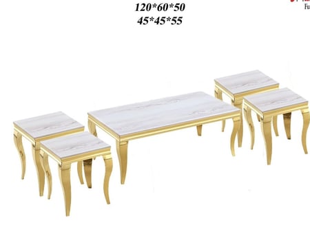 طقم استيل رخام مستطيل ذهبي