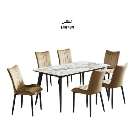 طاولة طعام رخام سيراميك مع 6 كراسي : SHMLM-011