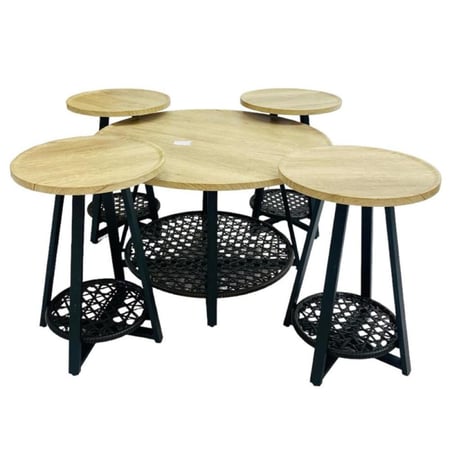 طقم طاولة قهوة دائريه مودرن 1+4 :6118-WO