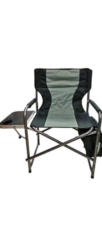 كرسي رحلات وتخييم مع طاولة جانبية اسود