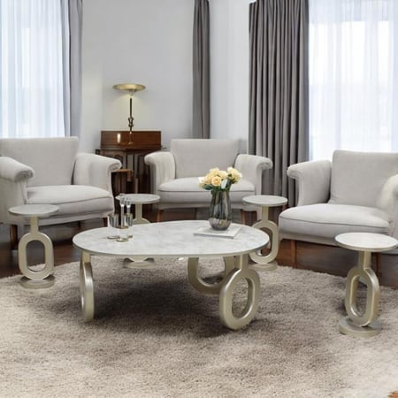 طقم طاولات 1 +4 سطح بديل رخام