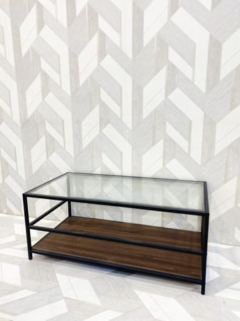 طاوله مفرد دورين زجاج مع خشب 110x60