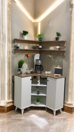 ركن كوفي زاوية مع أرفف