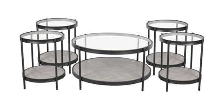 طقم طاولات خشب وزجاج 4x1