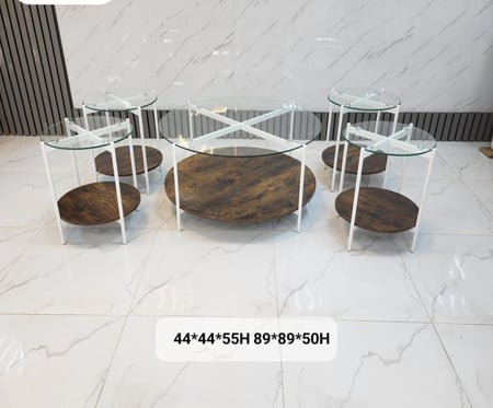 طقم طاولات  زجاج 4x1