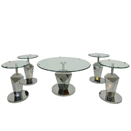 طقم طاولات 5 قطع زجاج