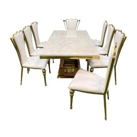 طاولة طعام رخام + 8 كرسي : WSST-1