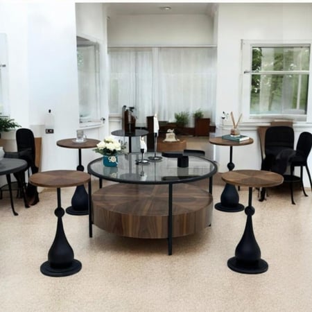 طقم طاولات قشرة جوز الهند 5 قطع